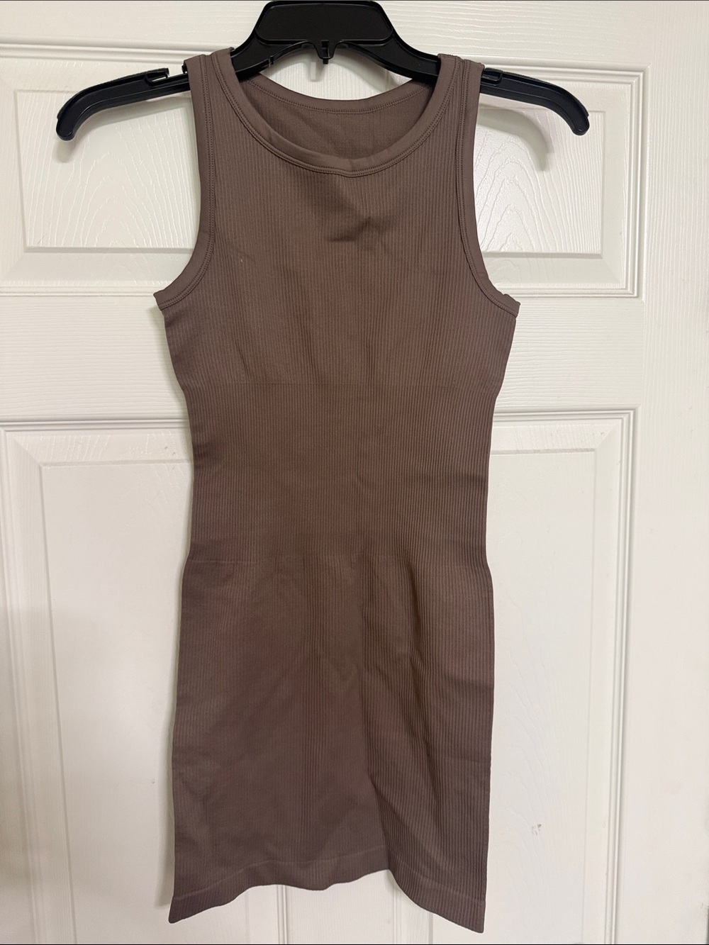 Brown Ribbed Tank Mini Dress